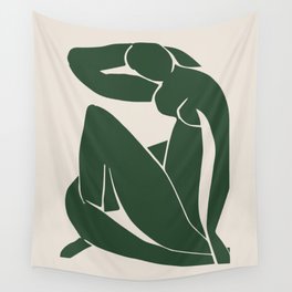 Matisse Abstract Nude II, Forest Green, Mid Century Art Decor Wall Tapestry