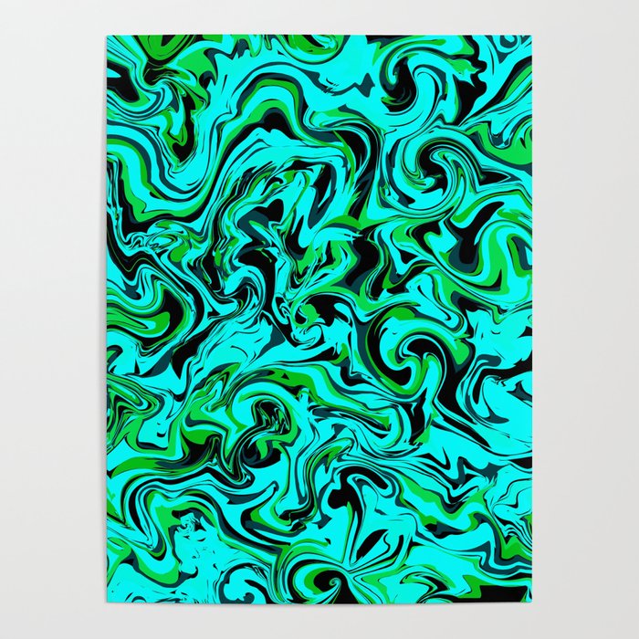 Green Glow Marble Poster
