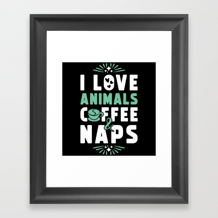 Animals Coffee And Nap Framed Art Print