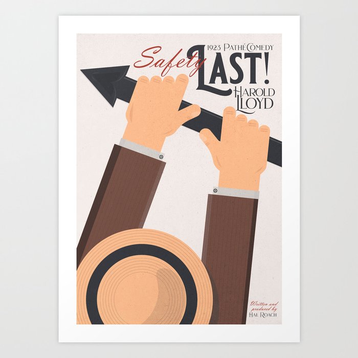 Safety Last!, Harold Lloyd movie poster, Hal Roach, 1923 film illustration Art Print