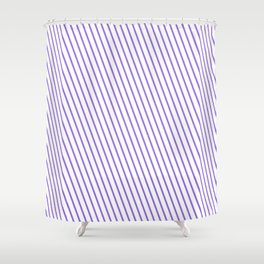 [ Thumbnail: White and Purple Colored Lines Pattern Shower Curtain ]