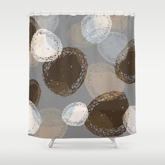 Seed Pods Neutral Color Graphic Pattern Shower Curtain