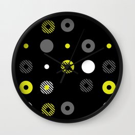 Lime Gray Black White Stripe Circle Dot Pattern Pairs Coloro 2022 Popular Color Light 050-83-41 Wall Clock