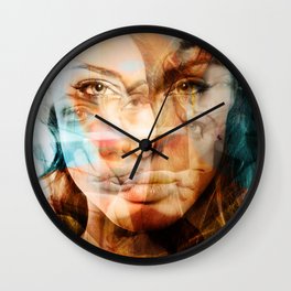 faces of Angelina Jolie Wall Clock | Graphic Design, Digital, Collage, People 