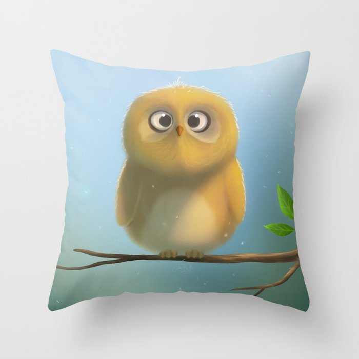 Little owl is looking at you :D Throw Pillow