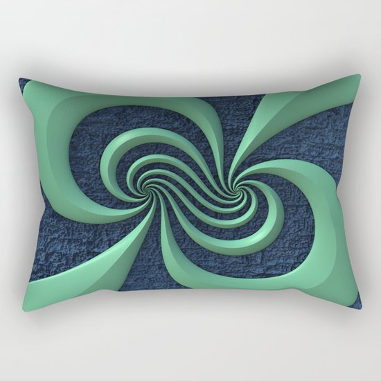 Green on Blue Rectangular Pillow