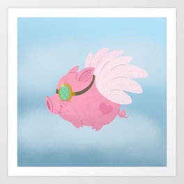 Flying Pink Pig, Left Facing Art Print