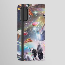 Space Cat Cow Unicorn Riding, Rainbow Laser Eyes Android Wallet Case