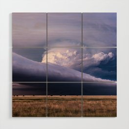 Wing Span - Supercell Thunderstorm Spans Horizon on Stormy Spring Evening in Texas Wood Wall Art