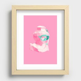 Athena statue ready for a snorkel Recessed Framed Print