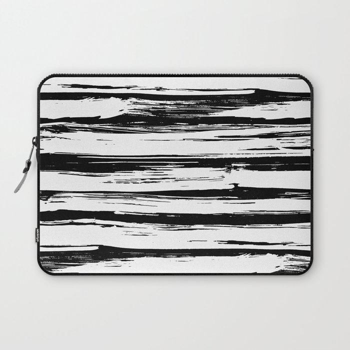 Stylish Black and White Paint Stripes Laptop Sleeve
