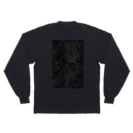 Black Fur Faux Fur Animal Print Long Sleeve T-shirt
