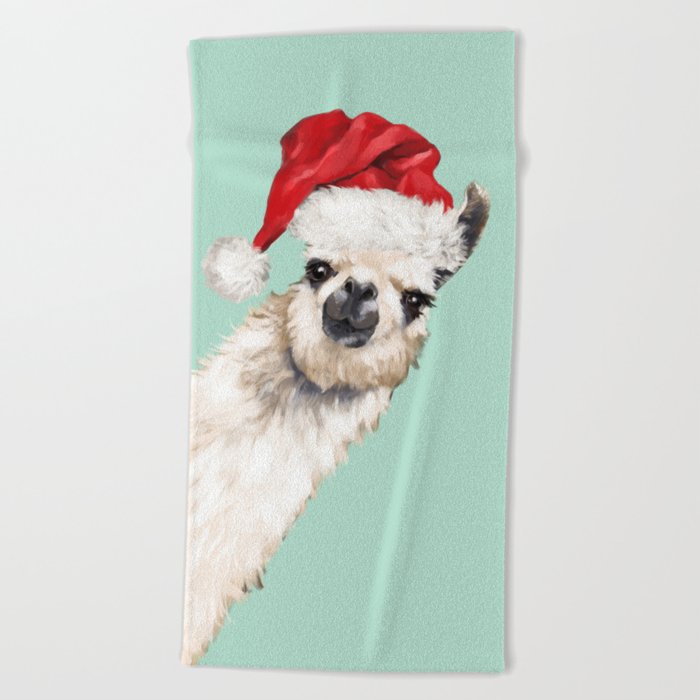 Christmas Sneaky Llama Beach Towel