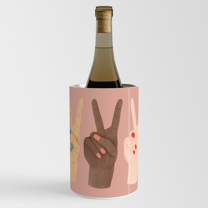 Peace Hands Pink Wine Chiller