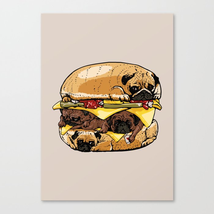 Pugs Burger Canvas Print