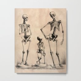 Family of Skeletons medical anatomy art Metal Print | Anatomy, Family, Macabre, Medicine, Vintageprint, Creepy, Skull, Vintage, Drawing, Skeleton 