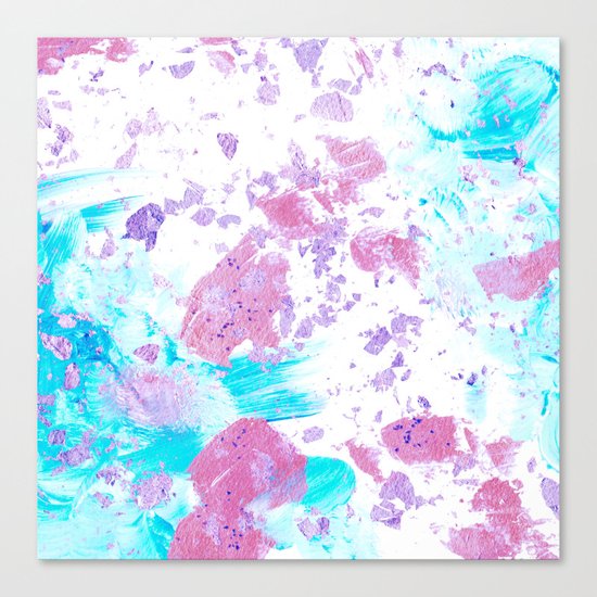 Pink and Blue Metallic Modern Abstract Canvas Print