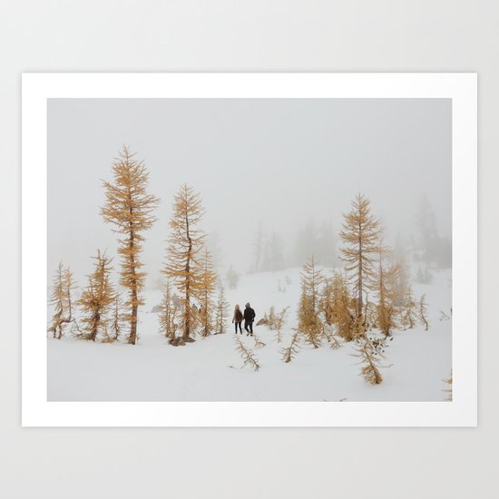 Walking in Larch Land Art Print