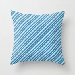 [ Thumbnail: Blue & Powder Blue Colored Striped/Lined Pattern Throw Pillow ]