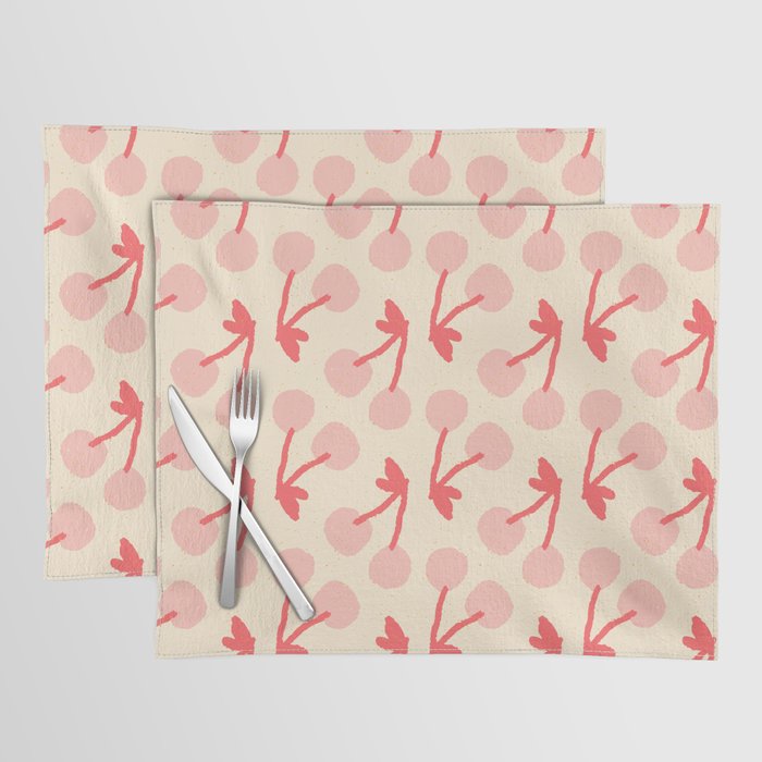 cherries gift - pink, red and cream Placemat