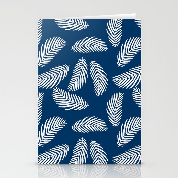 Palm trees navy tropical minimal ocean seaside socal beach life pattern Stationery Cards