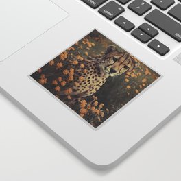 Cheetah in the Flowers Sticker