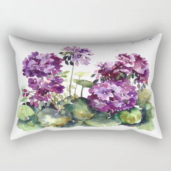 Purple violet pelargonium geranium flowers watercolor Rectangular Pillow