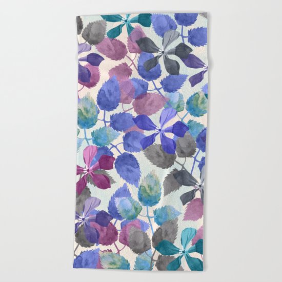 watercolor Botanical garden II Beach Towel