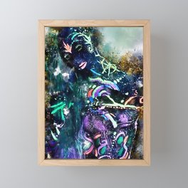  Abstract Woman in Neon Lights Framed Mini Art Print