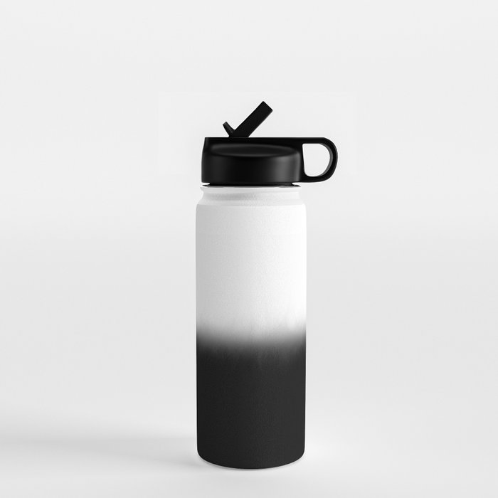 Black White Split Fade Water Bottle by Abstract Black and White