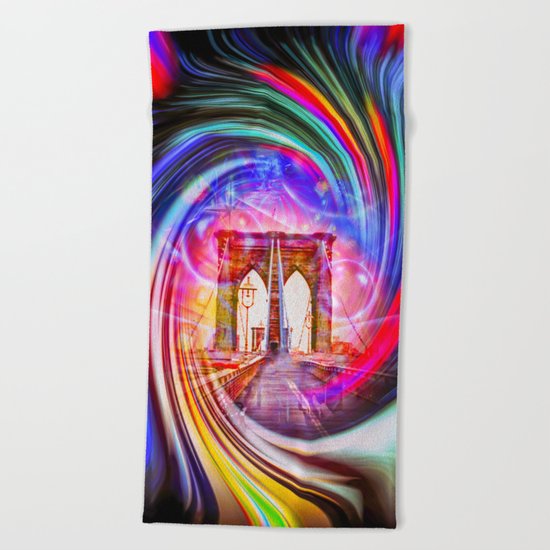 New York Brooklyn Bridge 2 Beach Towel
