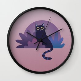 The cat and the moon Wall Clock