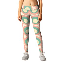Googly Mod Dots Retro Pattern in Cream, Pink, and Mint Teal  Leggings | Mod, Midcenturymodern, Fun, Midcentury, Teal, Dots, Blush, Pink, Millennialpink, Retro 