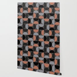 Mid century geometric pattern on grey background 4 Wallpaper