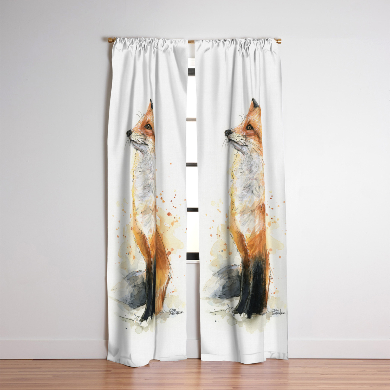 Fox Watercolor Red Fox Painting Blackout Curtain By Olechka Society6