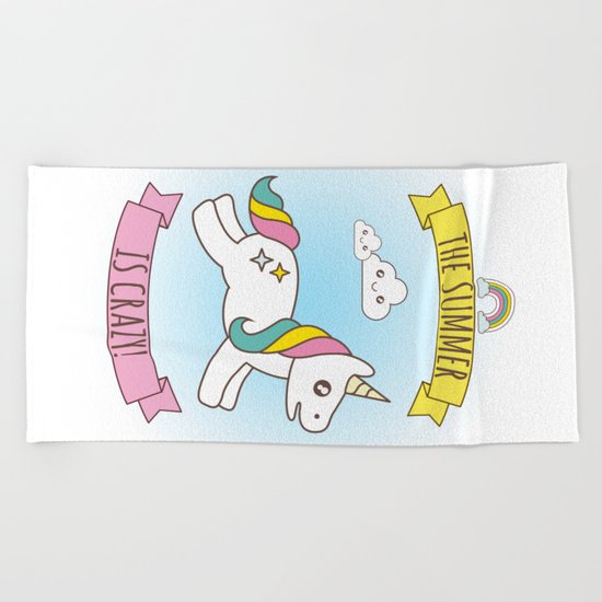 The Summer is Crazy - Unicorn Beach Towel