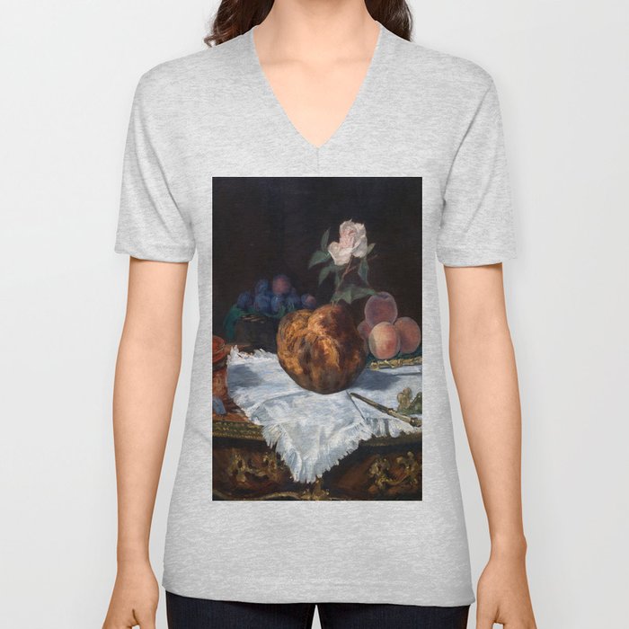 Edouard Manet The Brioche V Neck T Shirt
