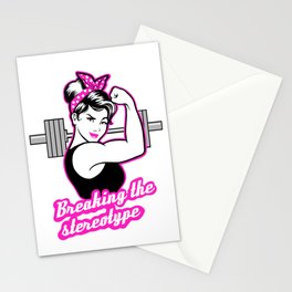 Strong Girl breaking the stereotype Stationery Cards