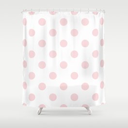Polka Dots - Light Pink on White Shower Curtain