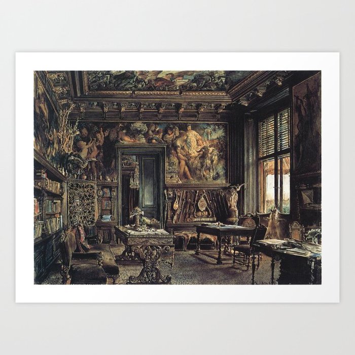 The Library In The Palais Dumba 1877 by Rudolf von Alt | Reproduction Art Print
