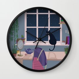 Cat & plant hoarder room Wall Clock