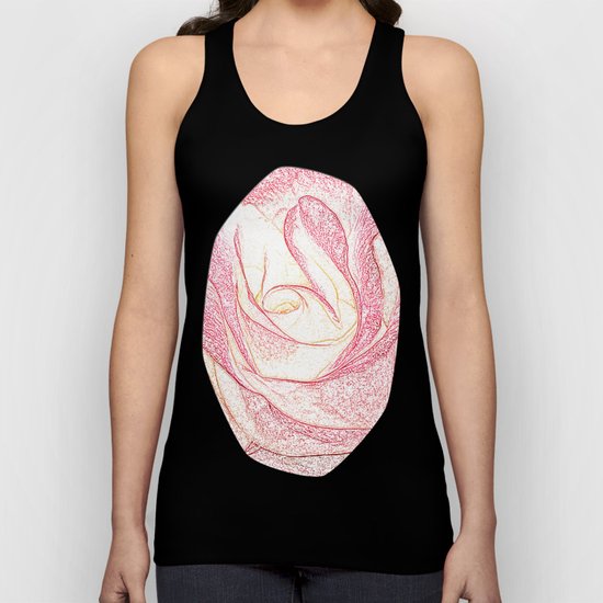 Summer Rose Pencil on White Unisex Tank Top