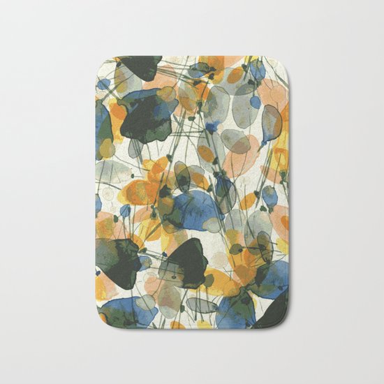 Whimsical folk abstract art Bath Mat