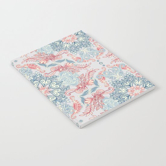 Vintage Fancy - a Pattern in Pale Blue, Navy & Deep Rose Notebook
