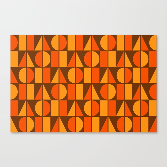 Minimal Mid Century Modern Geometric Shapes 724 Orange Brown and Yellow Canvas Print