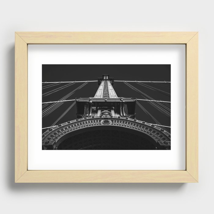 Manhattan Bridge in New York City black and white Recessed Framed Print