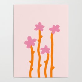 Growing Bloom - pink and orange Poster