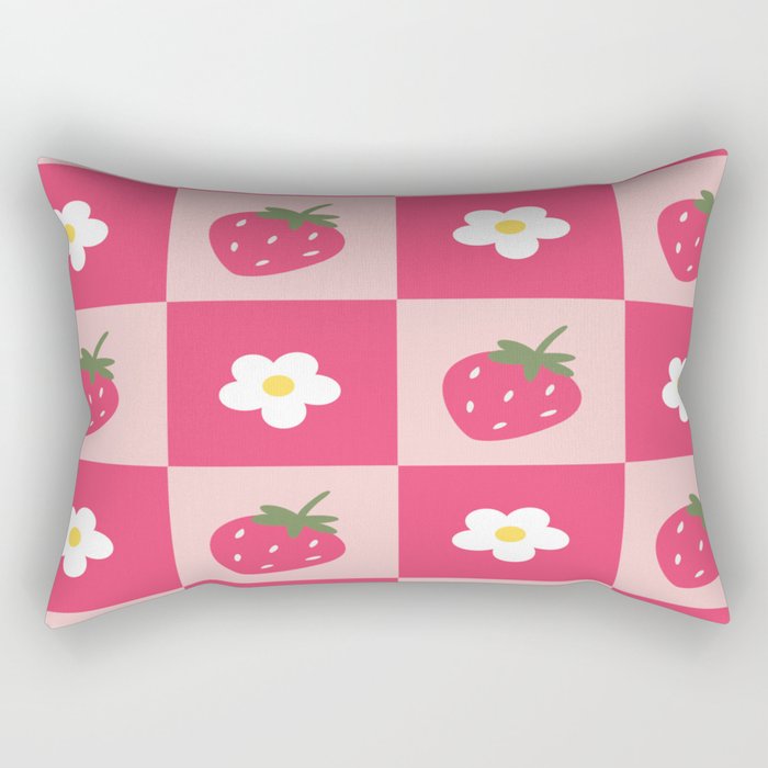 Strawberry and floral pattern Rectangular Pillow