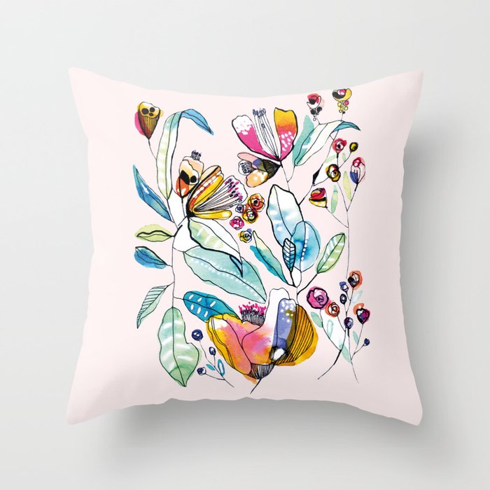 Flowers in the Wind Throw Pillow