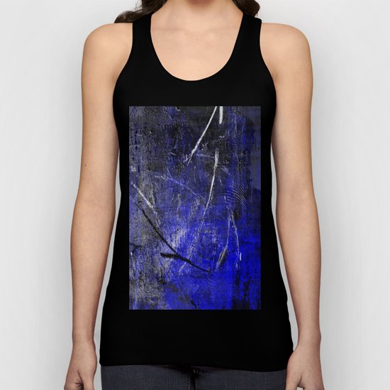 In The Dead Of Night - Textured Abstract In Blue, Black and White Unisex Tank Top